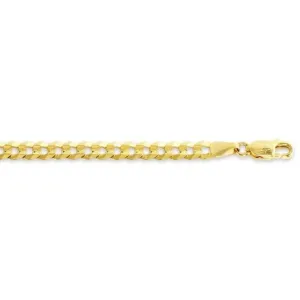 10, 14 Karat Yellow Hollow Curb 3.5 mm Italian Bracelet