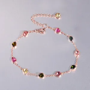 1.10 Ct Multi Tourmaline Bracelet For Women Pear Shaped Multi Tourmaline Bracelet 925 Sterling Silver