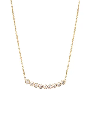 14k 9 Diamond Bezel Curved Bar Necklace