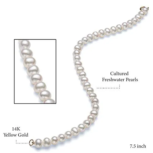 14K Gold 5.0-6.0mm Freshwater Pearl Necklace Bracelet Stud Earring Set,18"