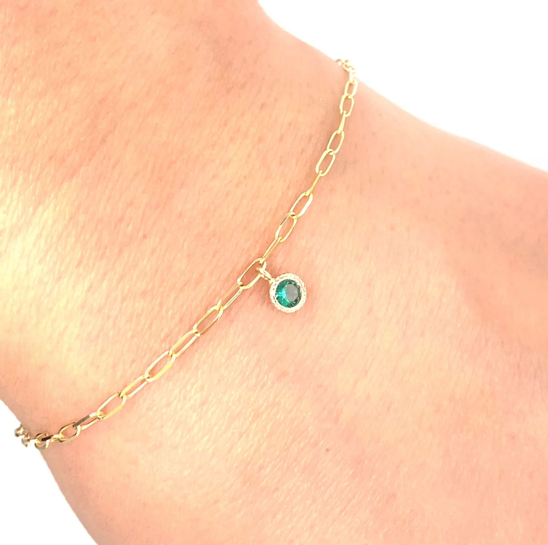 14K Gold Birthstone Charm Bracelet