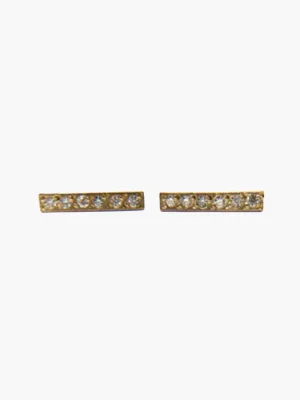 14K MEDIUM PAVE BAR EARRINGS