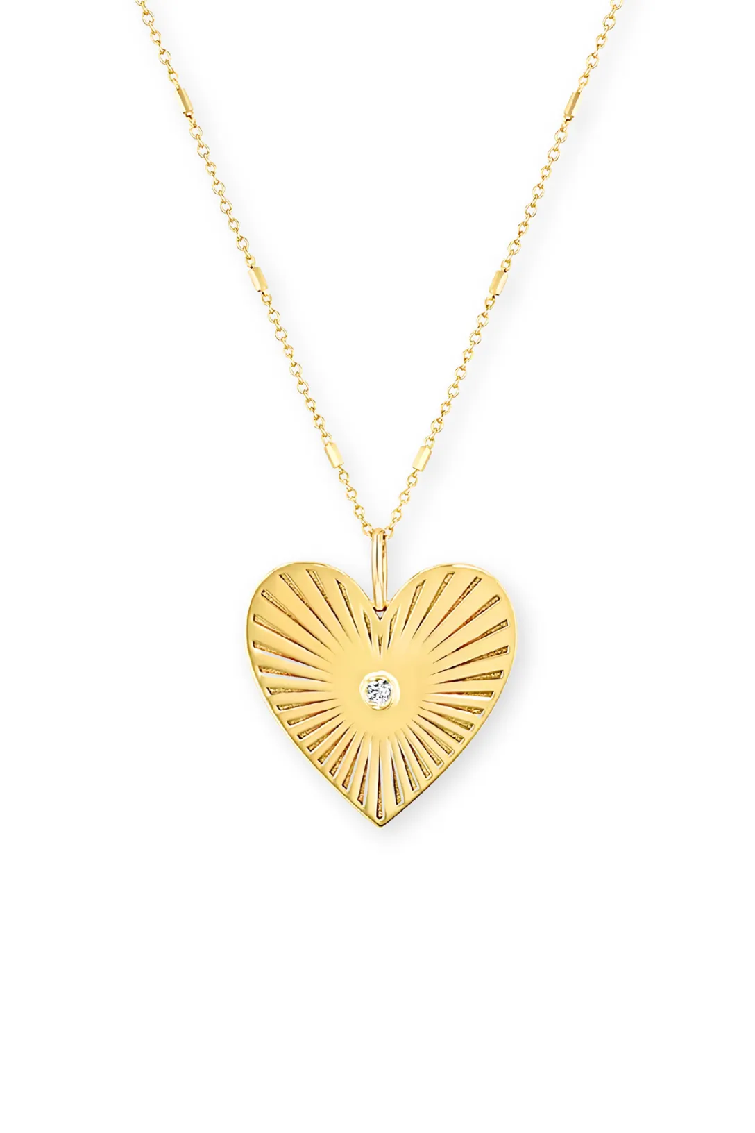 14k Medium Radiant Heart Diamond Bezel Medallion Necklace