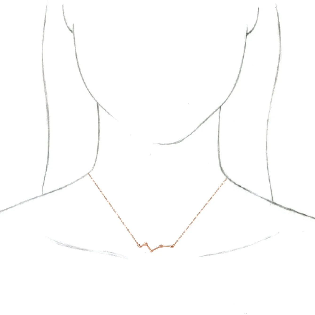 14K Rose Gold Constellation Bar 18" Necklace