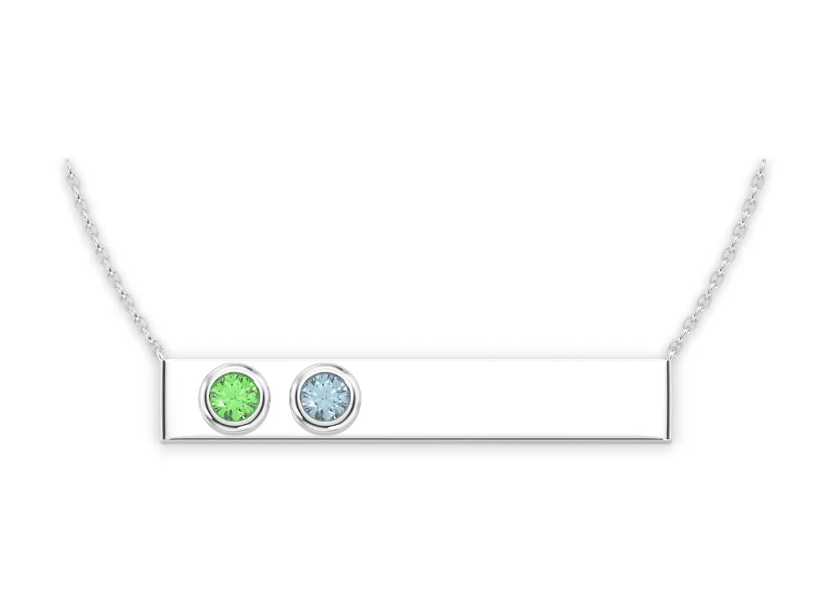 14K Two Stone Bar Necklace