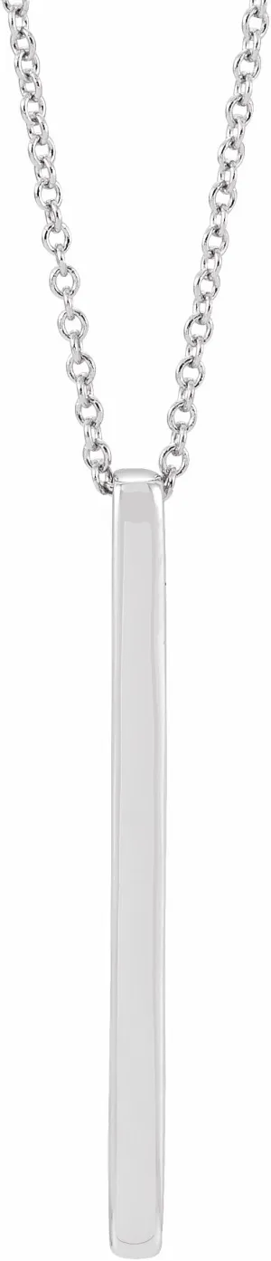 14K White Gold Bar 20" Necklace