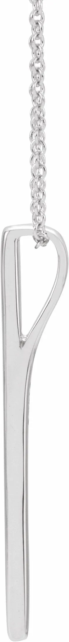 14K White Gold Bar 20" Necklace
