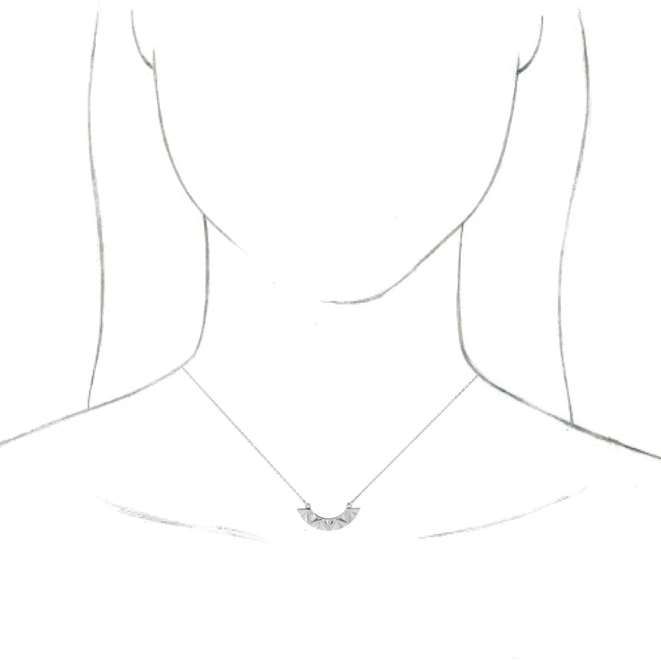 14K White Gold Curved Bar 16-18" Necklace