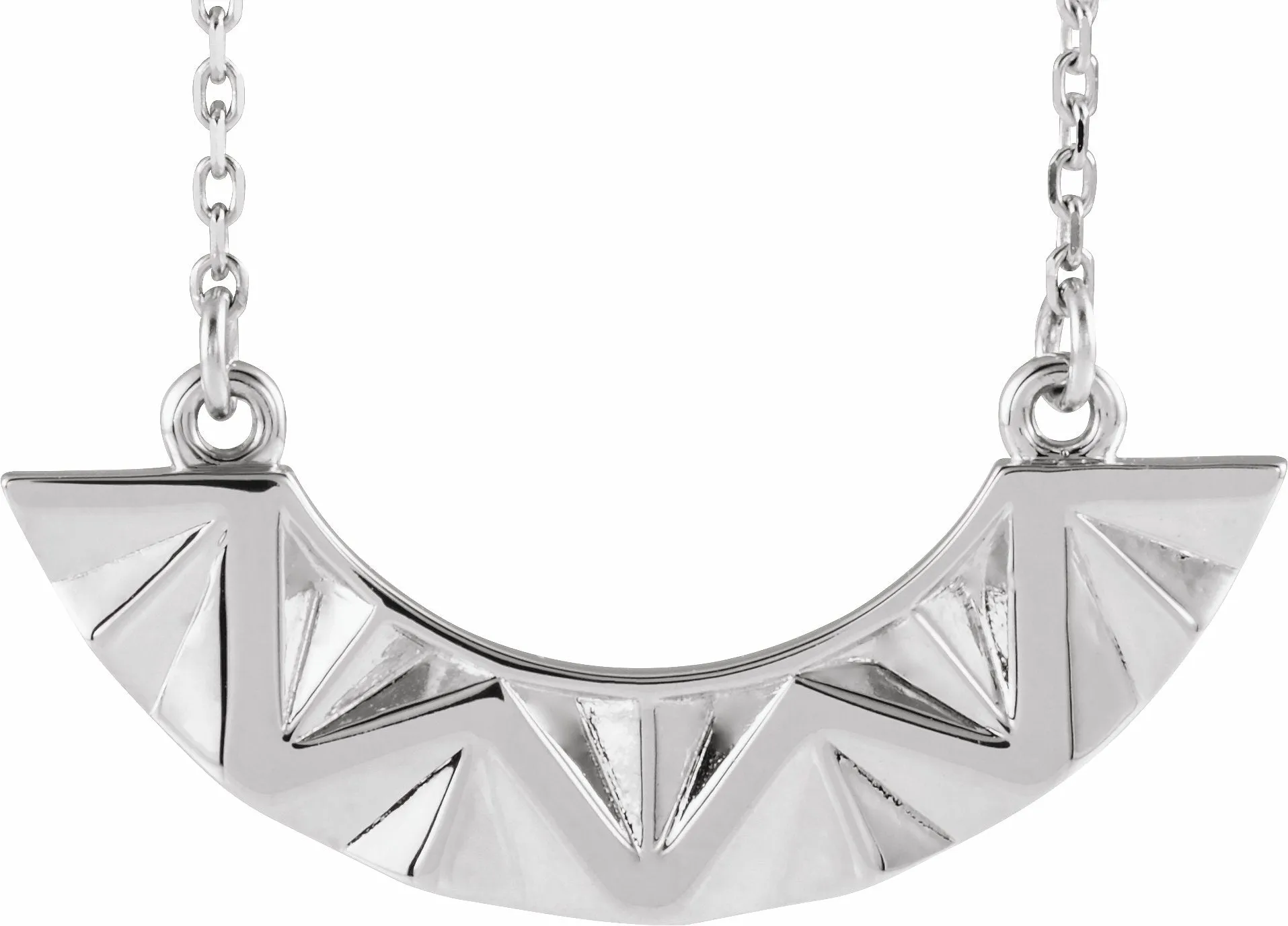 14K White Gold Curved Bar 16-18" Necklace