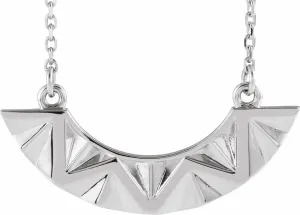 14K White Gold Curved Bar 16-18" Necklace