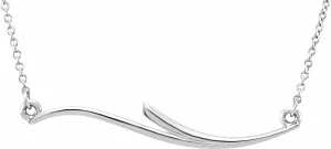 14K White Gold Curvilinear Bar 17.5" Necklace