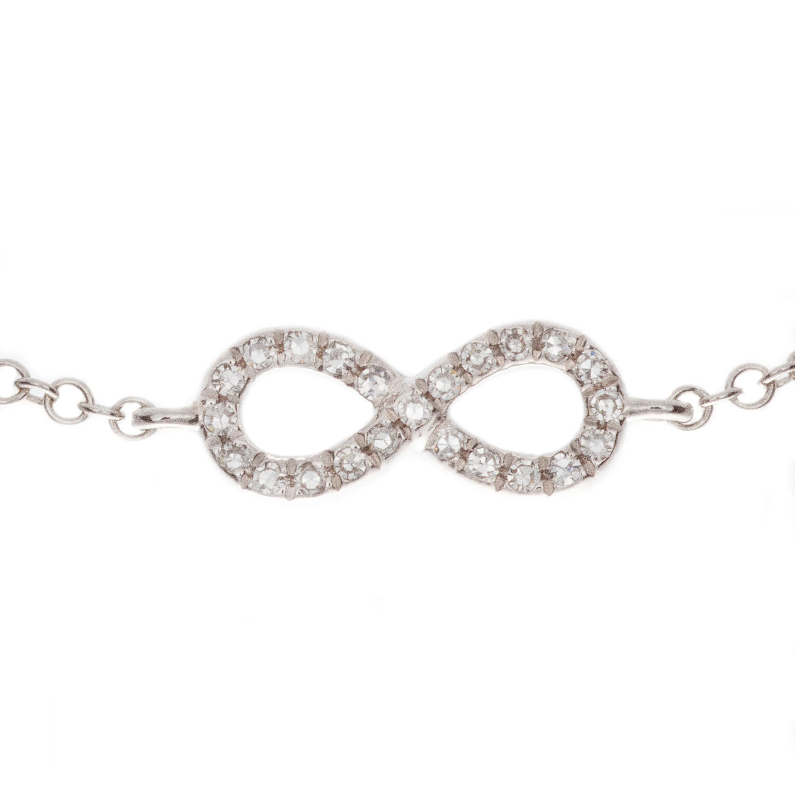 14k White Gold Diamond Infinity Bracelet