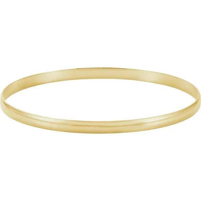 14K Yellow 4 mm Half Round Bangle 7 1/2" Bracelet