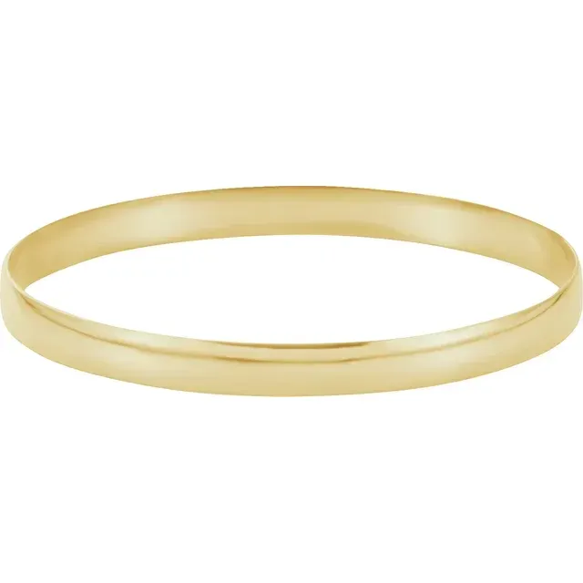 14K Yellow 4 mm Half Round Bangle 7 1/2" Bracelet