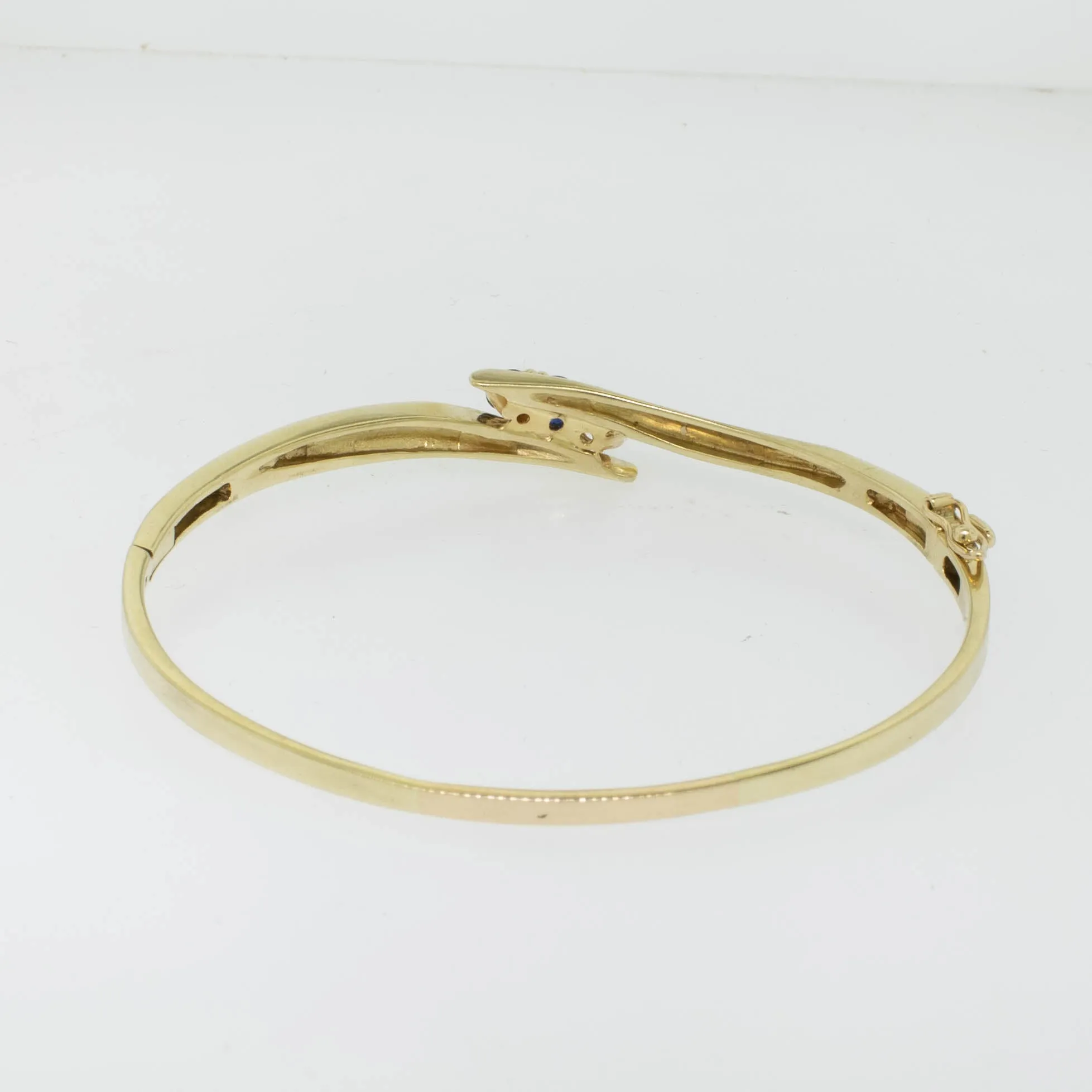 14K Yellow Gold 7.5" Bangle Bracelet w Garnet, Sapphire and Diamond (Preowned)