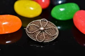 14K Yellow Gold Antique 1 inch Oval Mourning Brooch