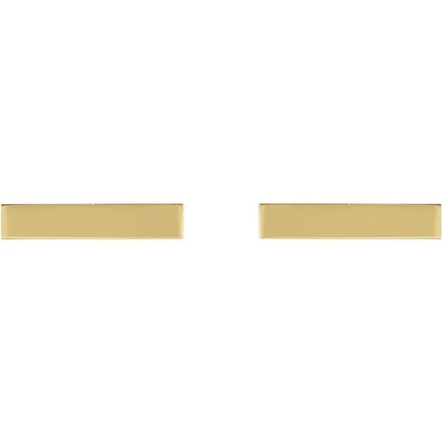 14K Yellow Gold Bar Earring