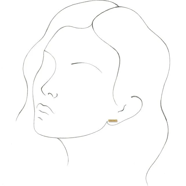 14K Yellow Gold Bar Earring