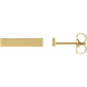 14K Yellow Gold Bar Earring