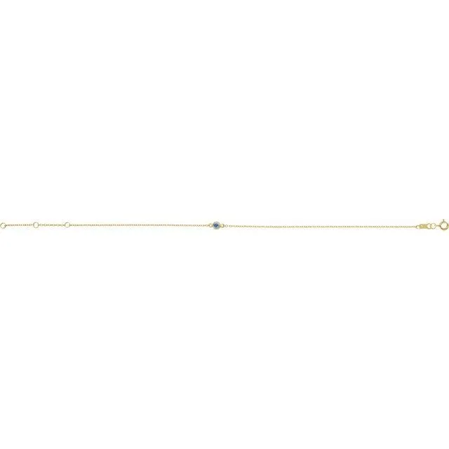 14K Yellow Gold Natural Aquamarine Bezel-Set Solitaire 6 1/2-7 1/2" Bracelet