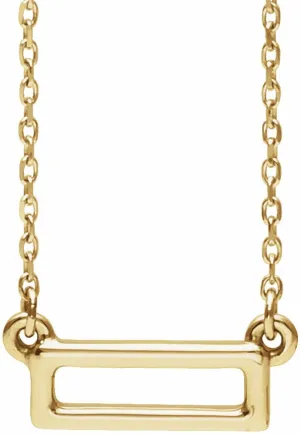 14K Yellow Gold Rectangle Bar 16-18" Necklace