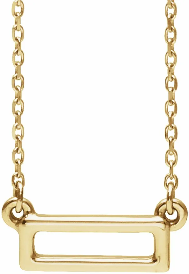 14K Yellow Gold Rectangle Bar 16-18" Necklace