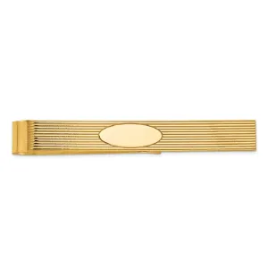 14k Yellow Gold Solid with Line Design Tie Bar