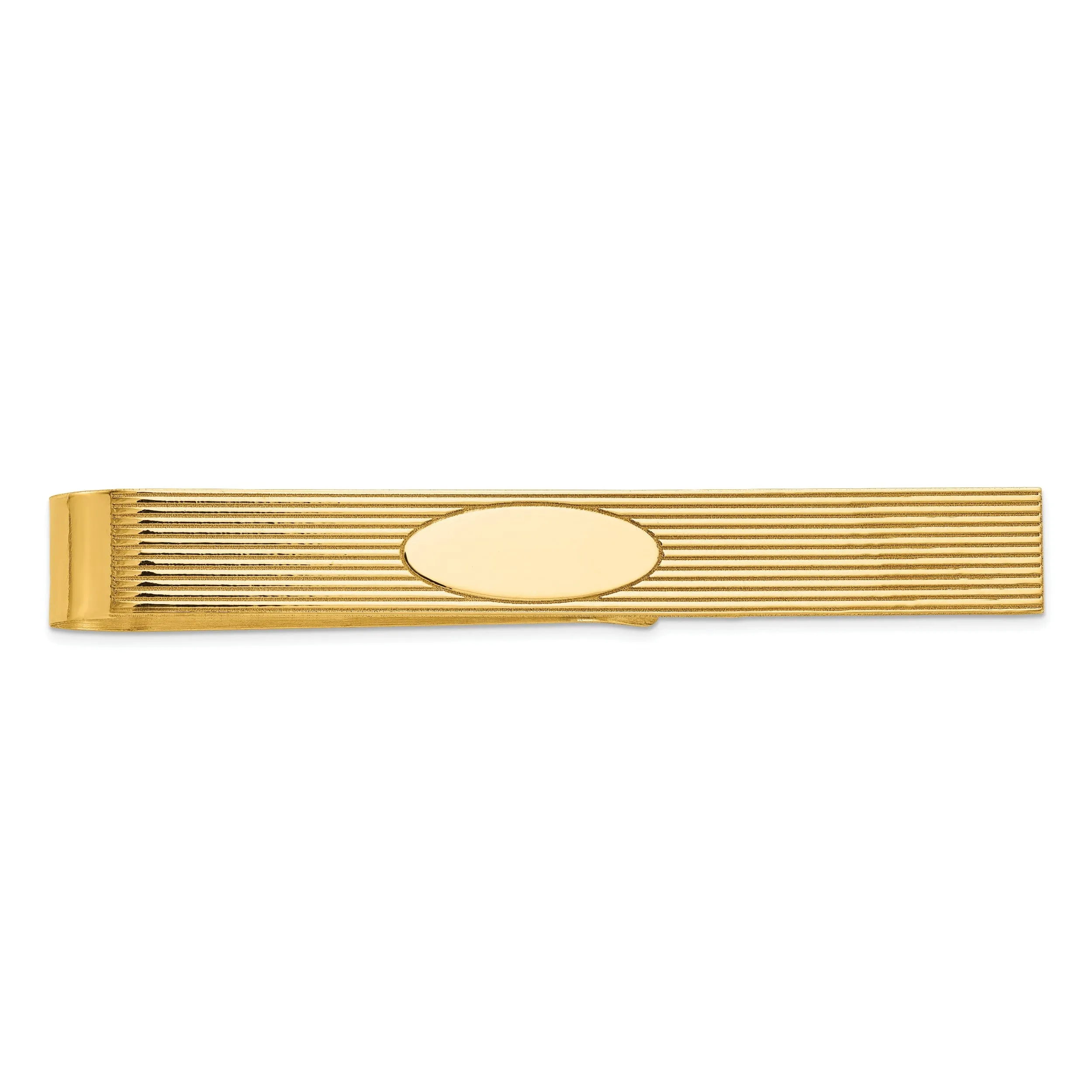 14k Yellow Gold Solid with Line Design Tie Bar