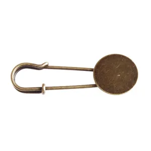 15mm Antique Bronze Plated Copper Flat Brooch base,with 15mm Round flat base,brooch pin,sold 50pcs per pkg
