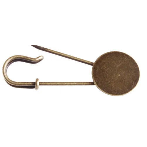 15mm Antique Bronze Plated Copper Flat Brooch base,with 15mm Round flat base,brooch pin,sold 50pcs per pkg