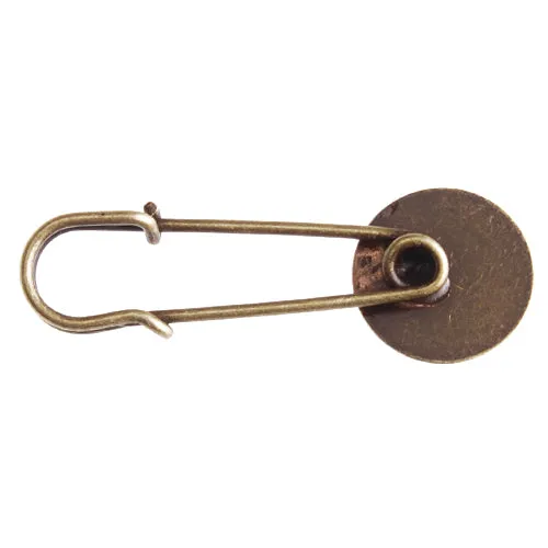 15mm Antique Bronze Plated Copper Flat Brooch base,with 15mm Round flat base,brooch pin,sold 50pcs per pkg