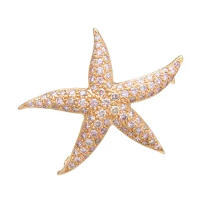 1.80ct Pink Diamond Starfish Pendant Brooch Estate 18k Rose Gold Fine Jewelry