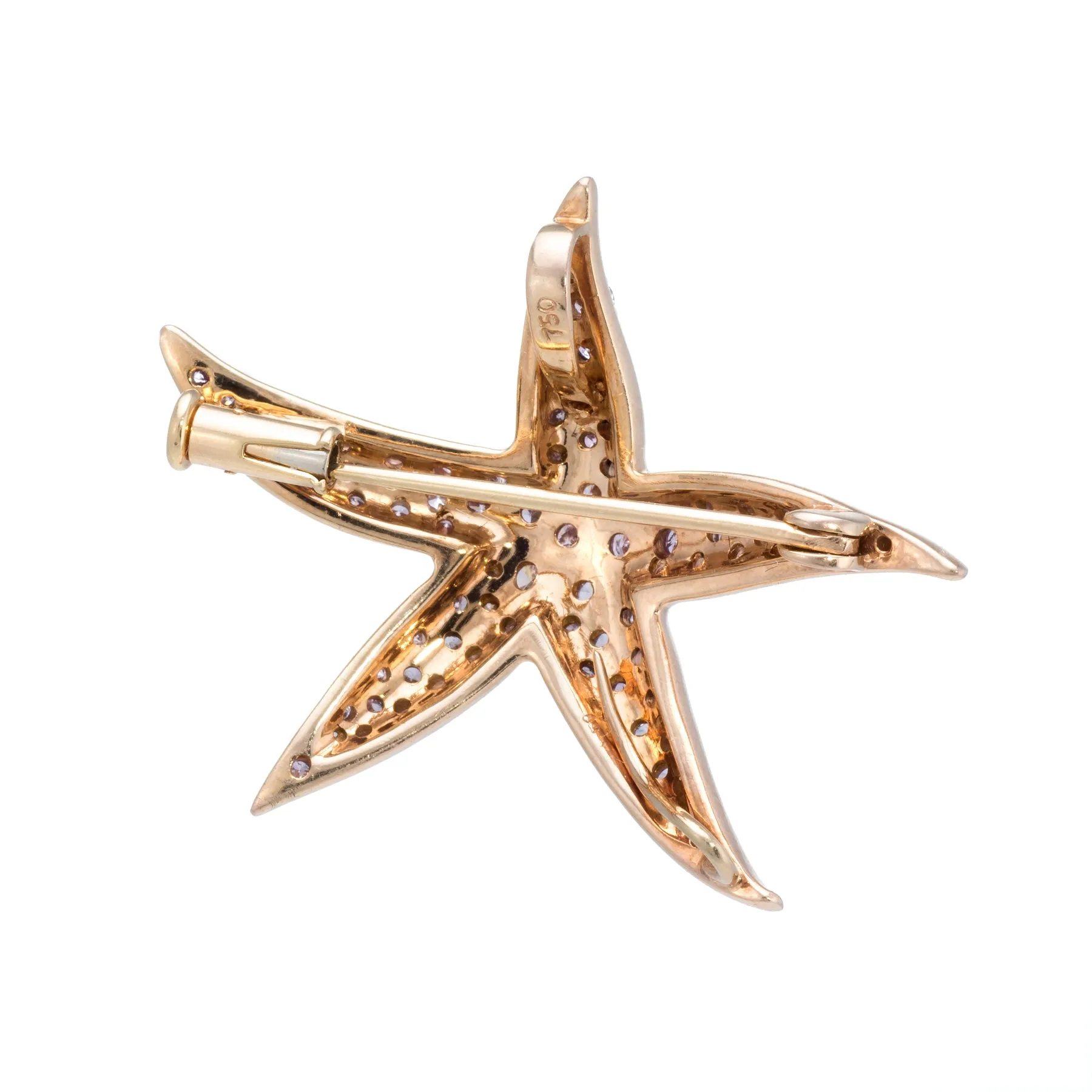 1.80ct Pink Diamond Starfish Pendant Brooch Estate 18k Rose Gold Fine Jewelry