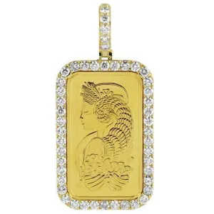 18K Yellow Solid Gold Mens Custom Made 1 Ounce Gold Diamond Pendant 7.00 Ctw