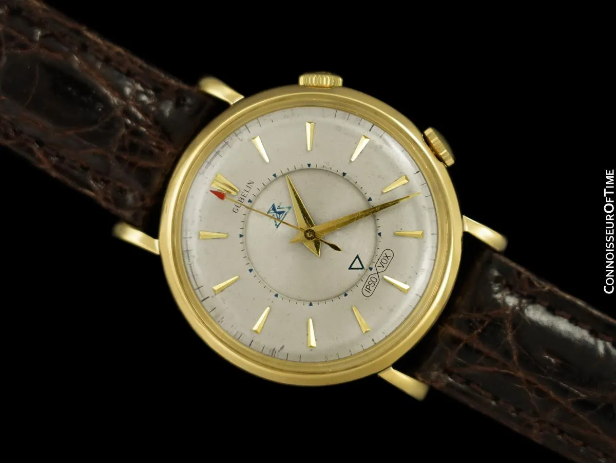 1952 Jaeger-LeCoultre Memovox for Gubelin Ipsovox Mens Alarm Reveil Watch - 18K Gold