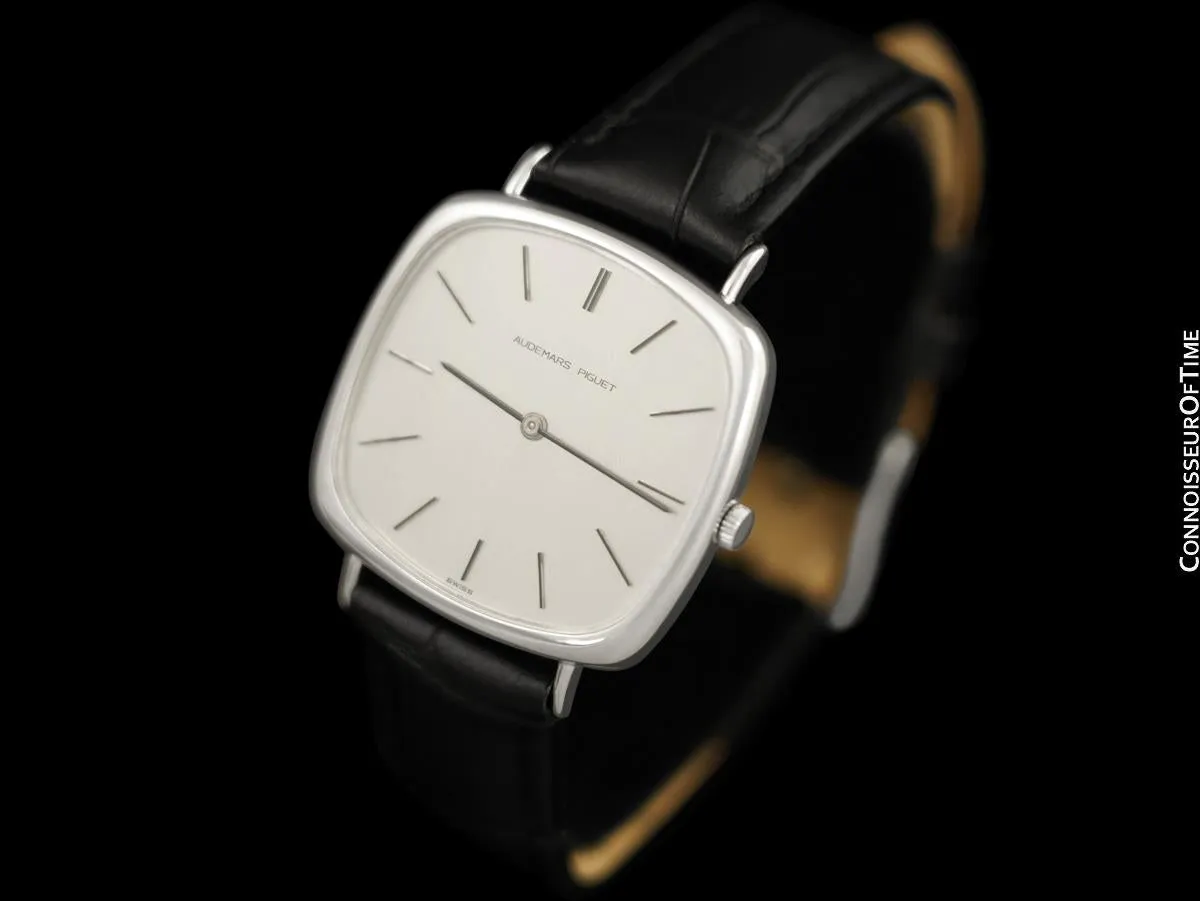 1974 Audemars Piguet Vintage Mens Full Size TV Shaped Dress Watch - 18K White Gold