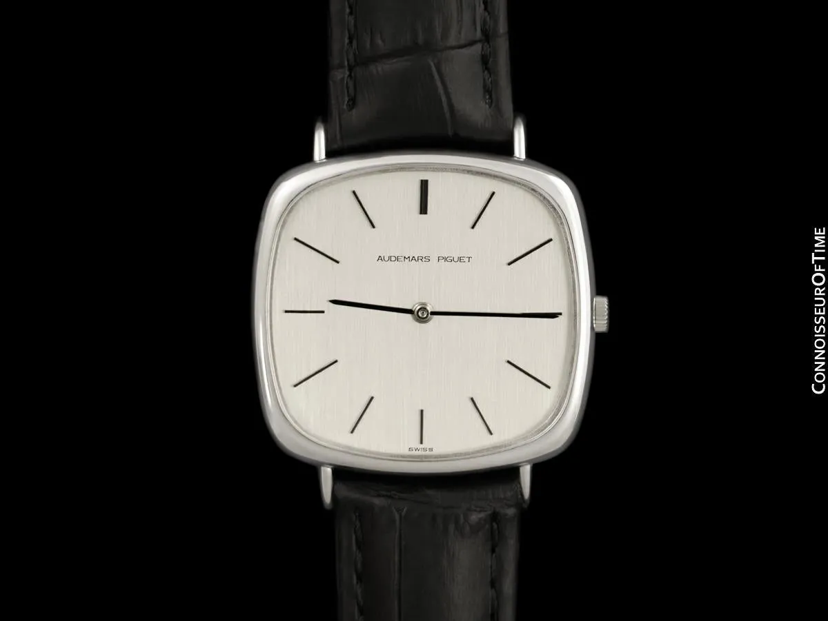1974 Audemars Piguet Vintage Mens Full Size TV Shaped Dress Watch - 18K White Gold