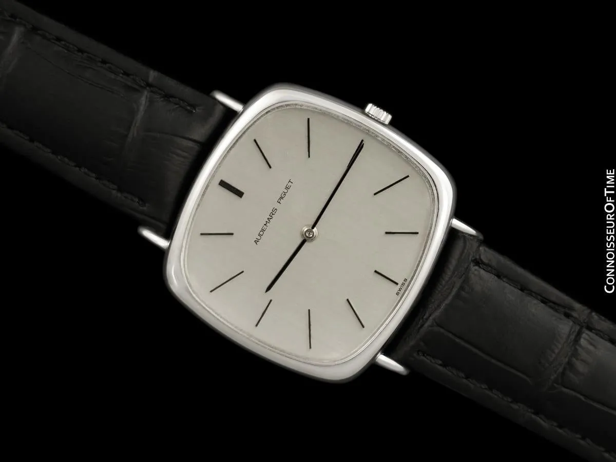 1974 Audemars Piguet Vintage Mens Full Size TV Shaped Dress Watch - 18K White Gold