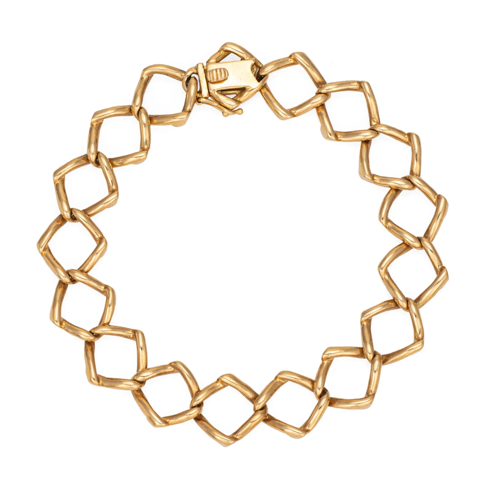 1981 Tiffany & Co Bracelet Paloma Picasso Vintage Triangle Link 18k Gold 7"