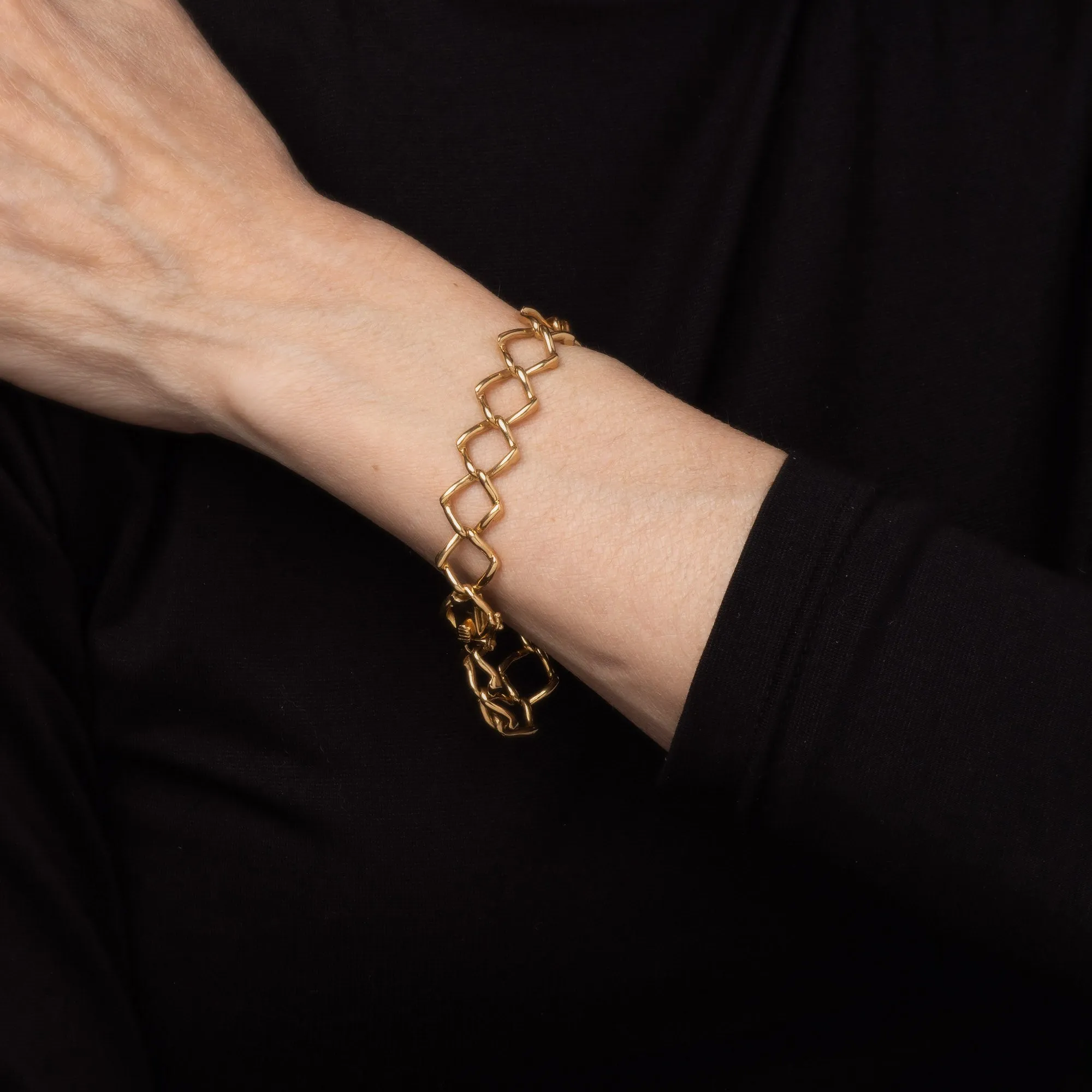 1981 Tiffany & Co Bracelet Paloma Picasso Vintage Triangle Link 18k Gold 7"