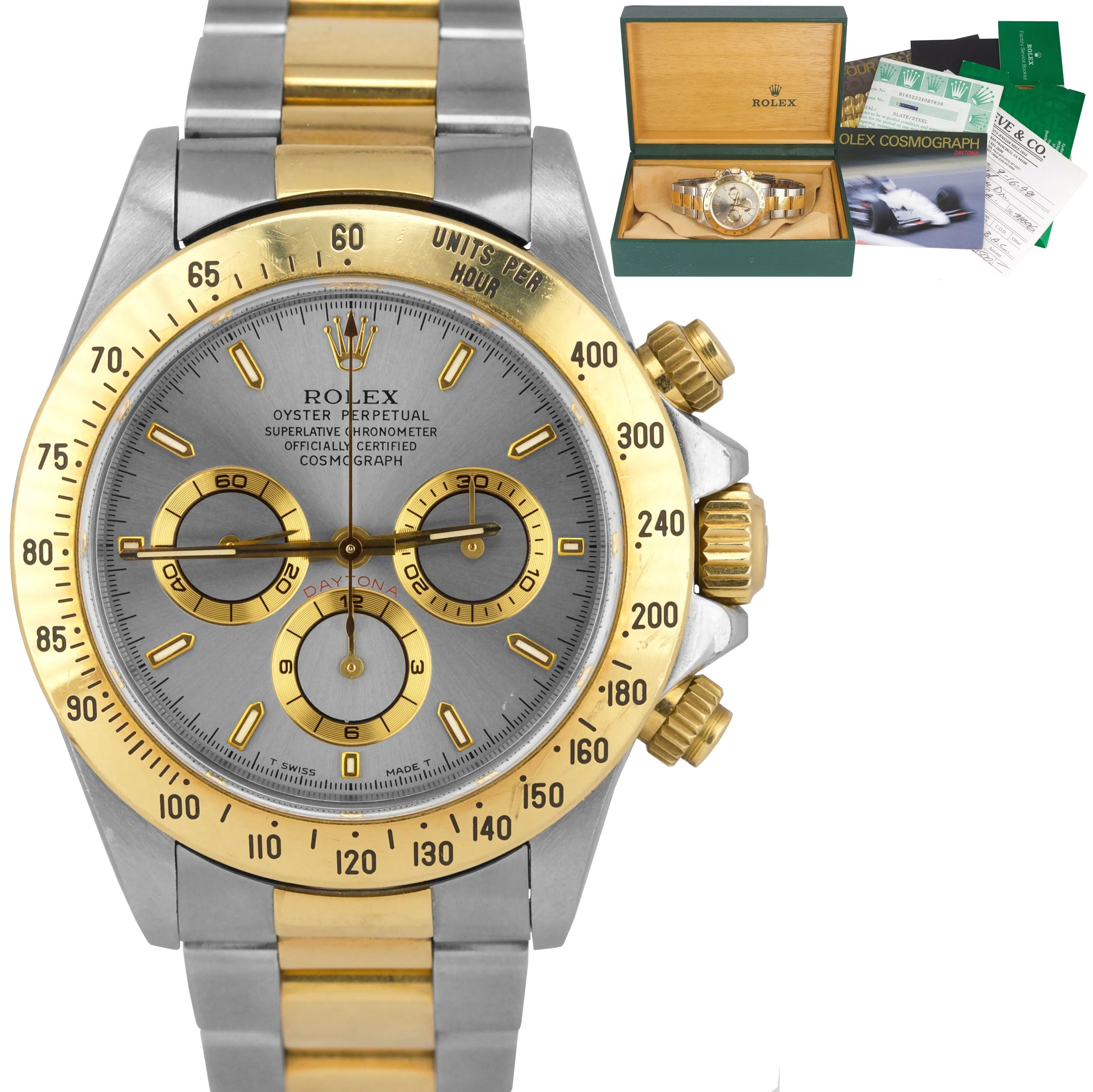 1999 UNPOLISHED Rolex Daytona Cosmograph Zenith U 16523 40mm Slate Watch PAPERS