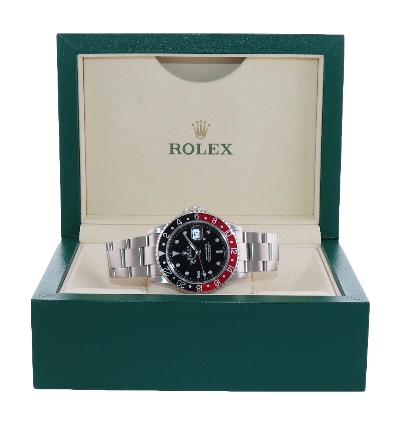 2000 Rolex GMT-Master II Coke Red Black Steel 16710 40mm Watch Box