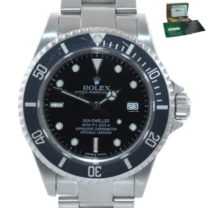2002 PAPERS Rolex Sea-Dweller Steel 16600 Black Dial Date 40mm Watch Box