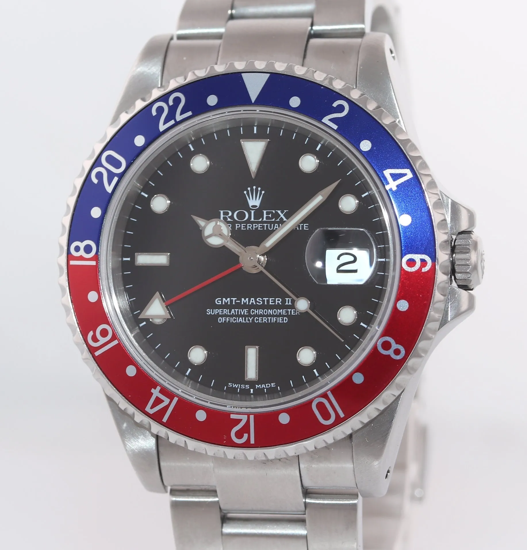 2002 Rolex GMT-Master II Pepsi Steel Blue Red 40mm 16710 Watch SEL Box
