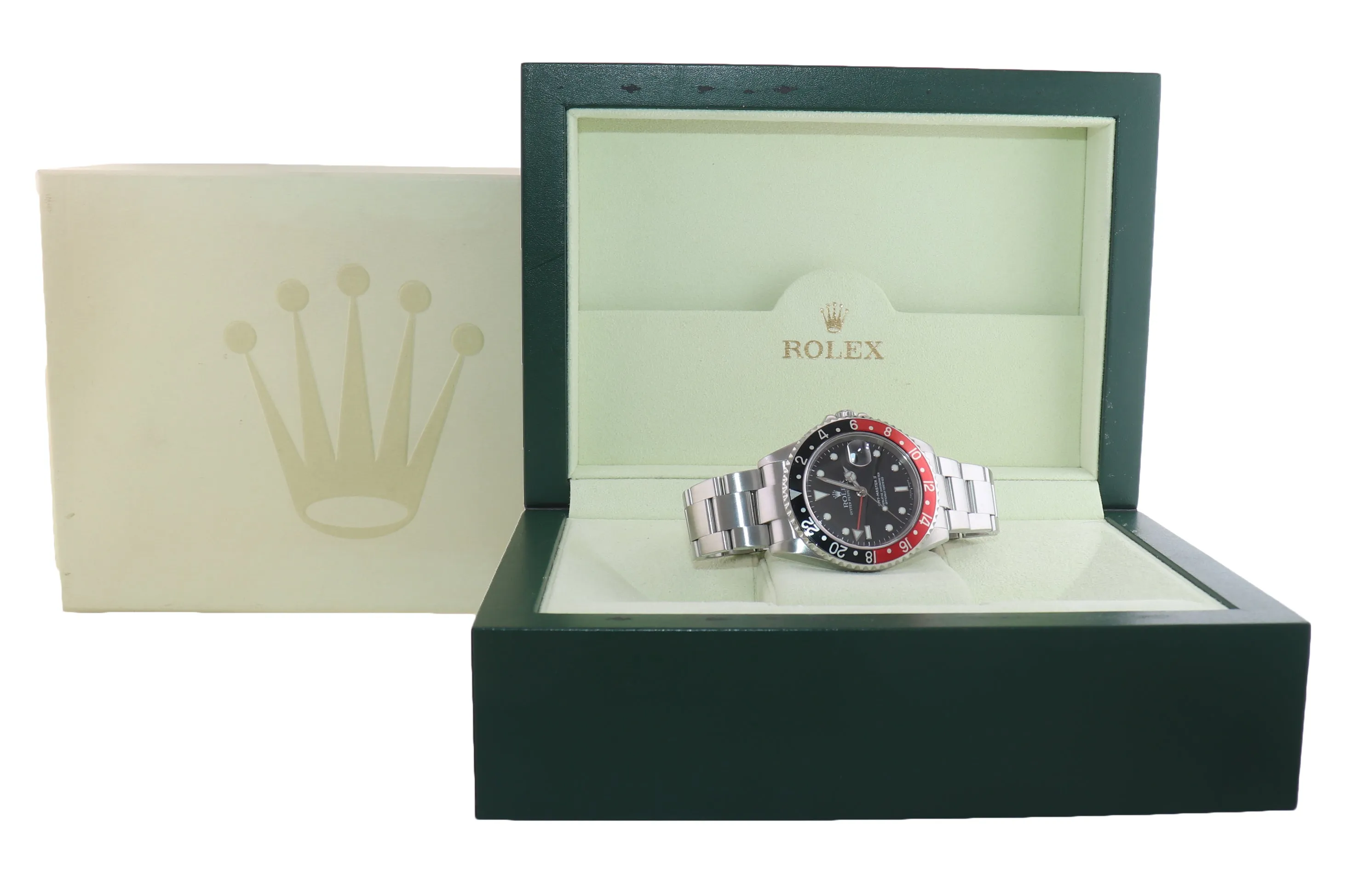 2005 Rolex GMT-Master 2 Coke Red Black Steel 16710 No Holes Watch Box