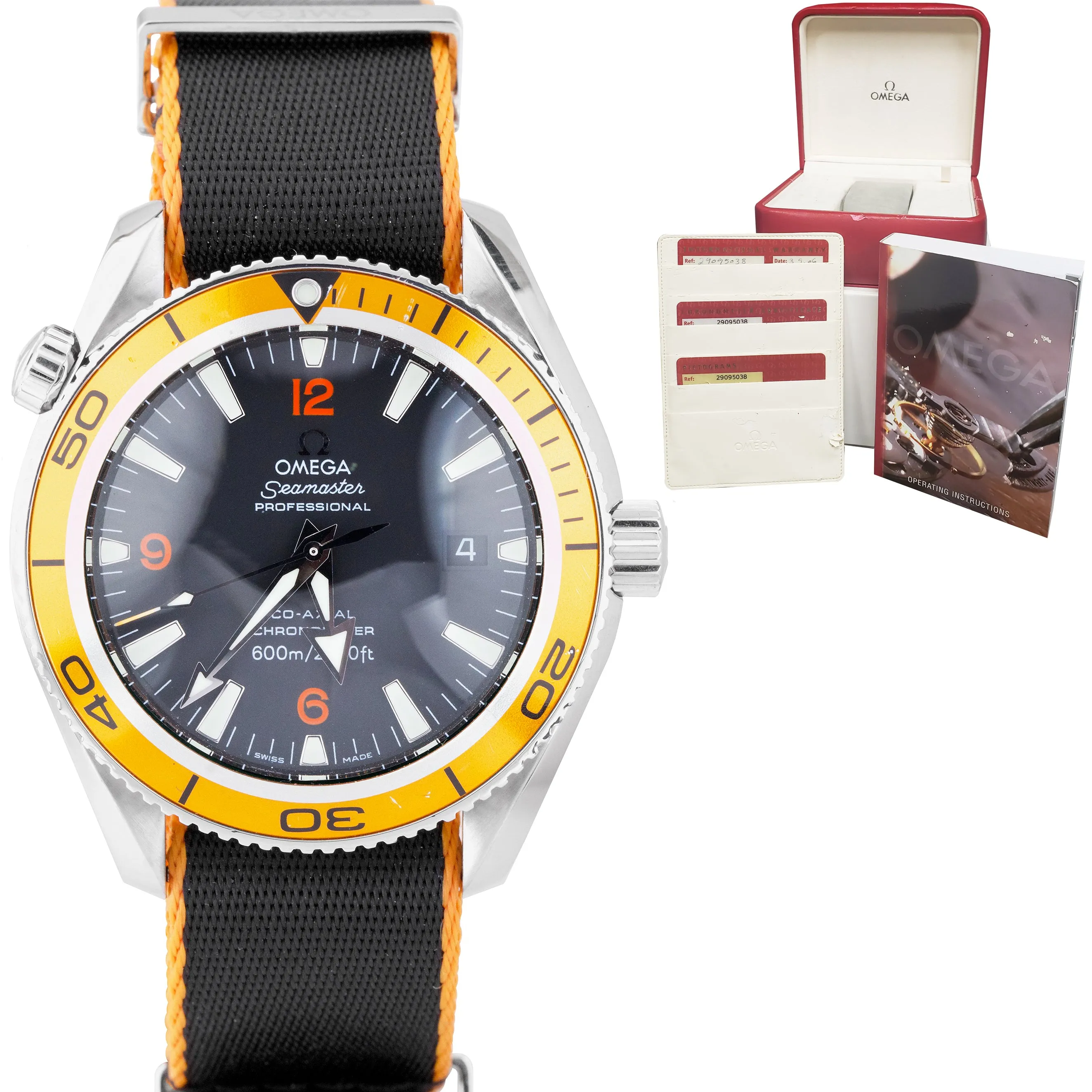2006 Omega Seamaster Planet Ocean Black Orange 42mm Stainless Watch 2909.50.38