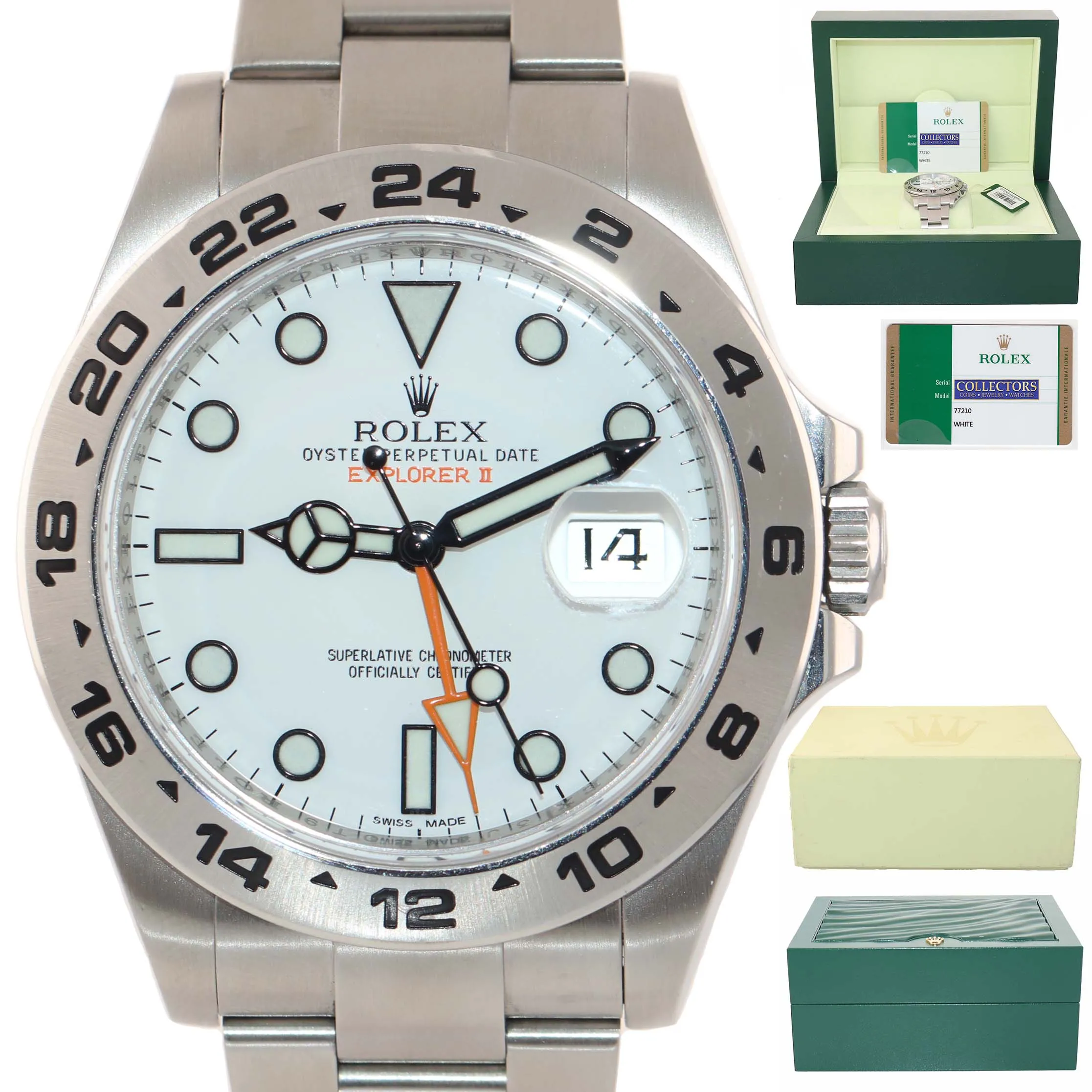 2018 PAPERS Rolex Explorer II 42mm 216570 White Polar Steel GMT Date Watch Box