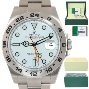 2018 PAPERS Rolex Explorer II 42mm 216570 White Polar Steel GMT Date Watch Box
