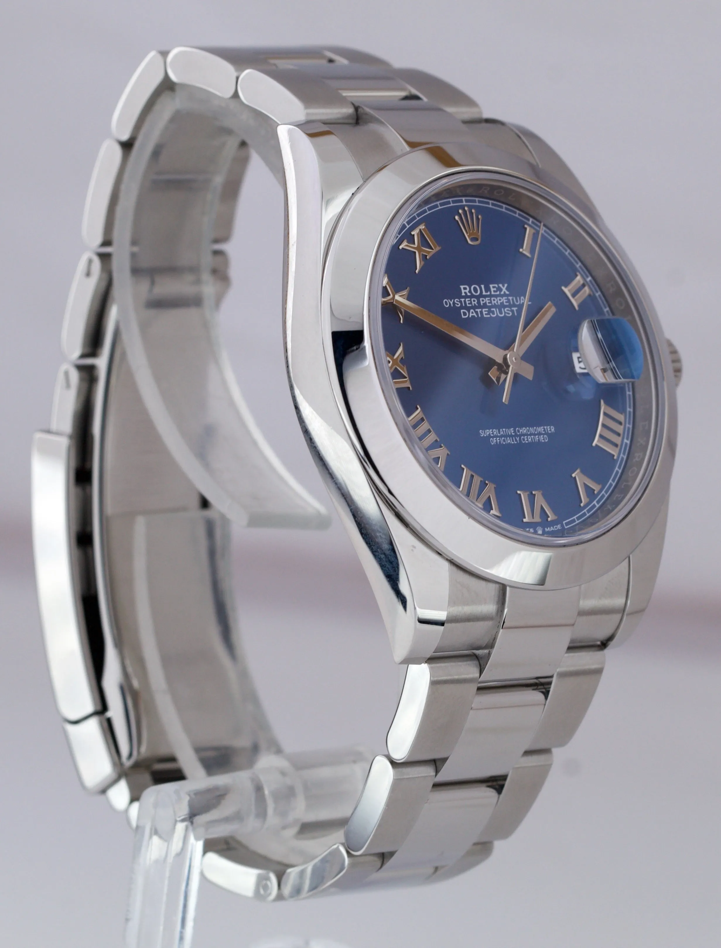 2019 MINT Rolex DateJust 41 Azzurro Blue Stainless Smooth Oyster Watch 126300