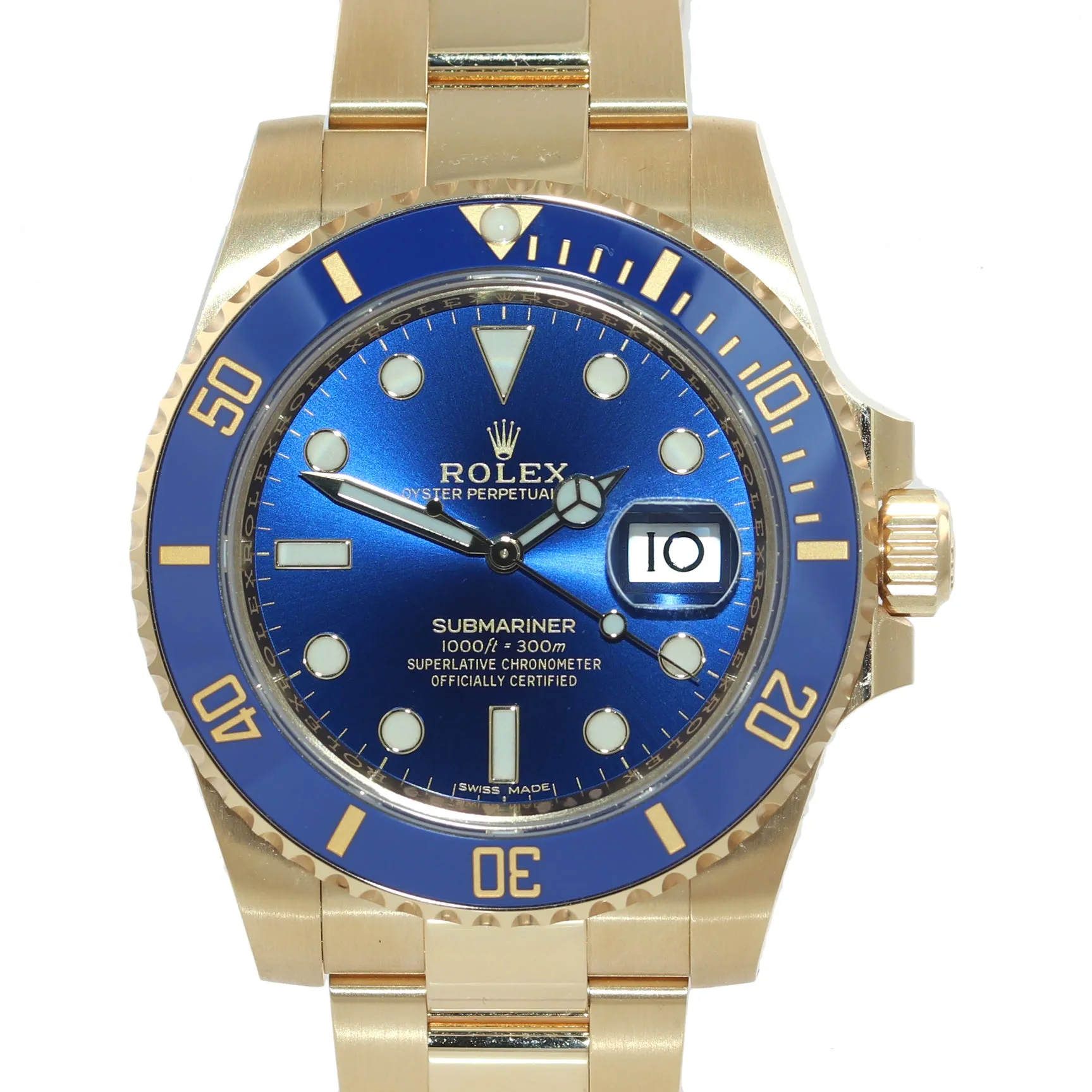 2020 PAPERS Rolex Sunburst Blue Ceramic 116618 18k Yellow Gold Watch Box
